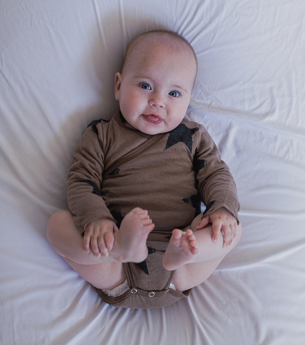 Newborn | Soft Faded Star Envelope Onesie | Heather Grey