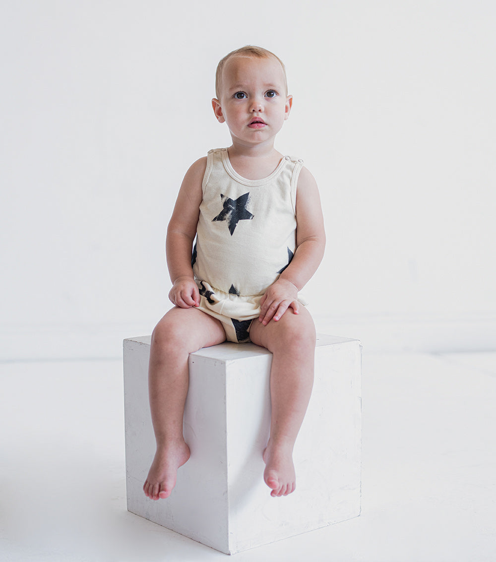 Newborn | Star Yoga Overall | White