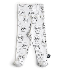 Newborn | Skulls Footed Leggings | White