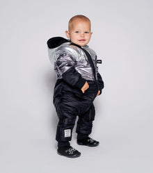 Newborn | Puffy Trio Overall | Black x Silver