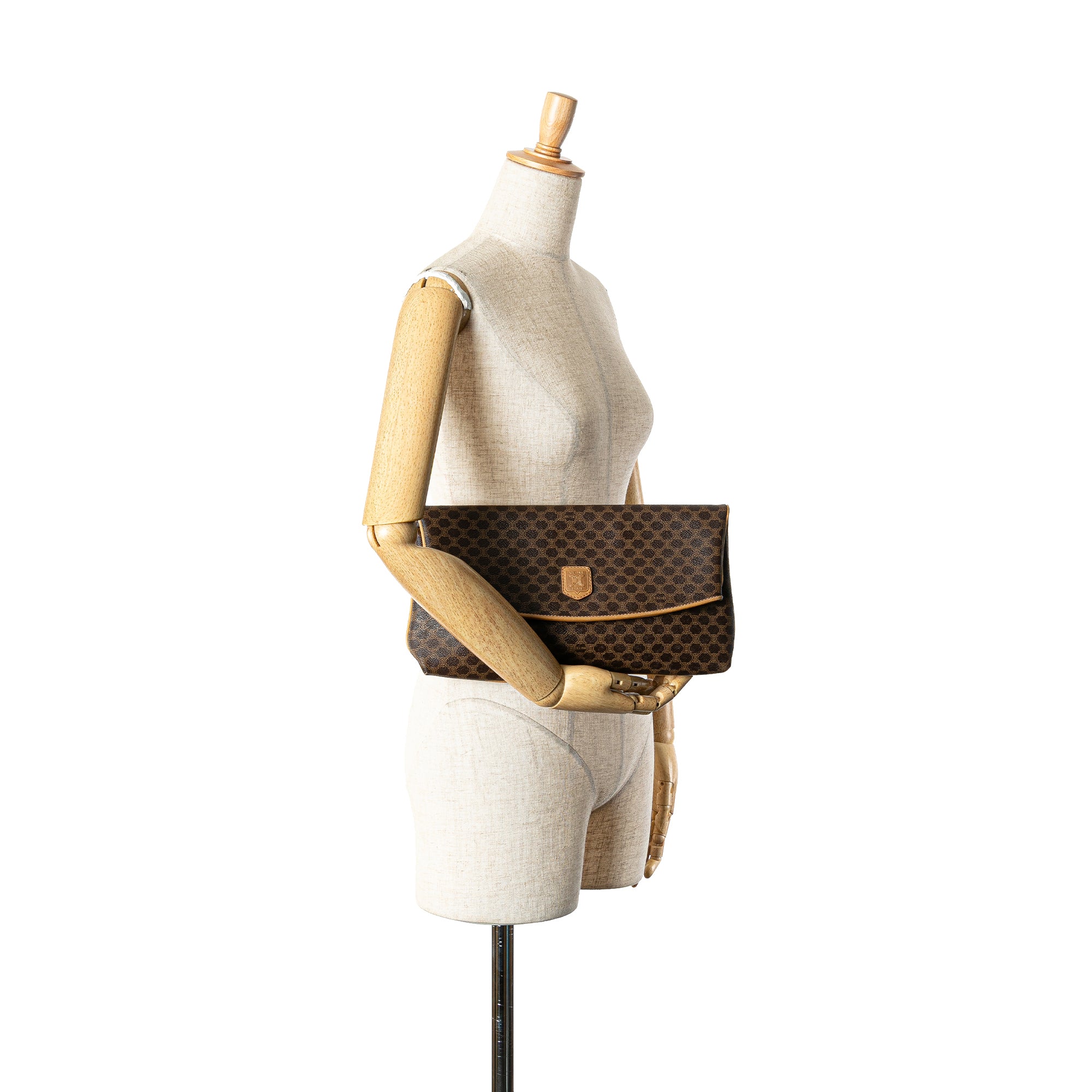 Celine | Pre-Owned Macadam Coated Canvas Clutch - II | Brown