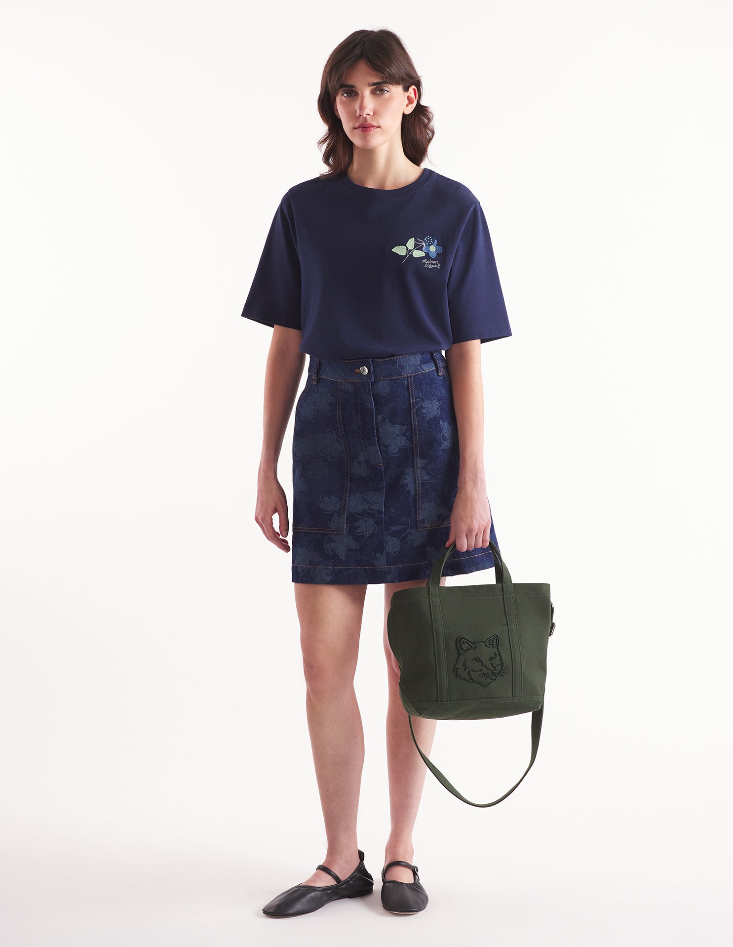 Womens | Strawberry Leaf Short-Sleeve Comfort Cotton Tee-Shirt | Navy