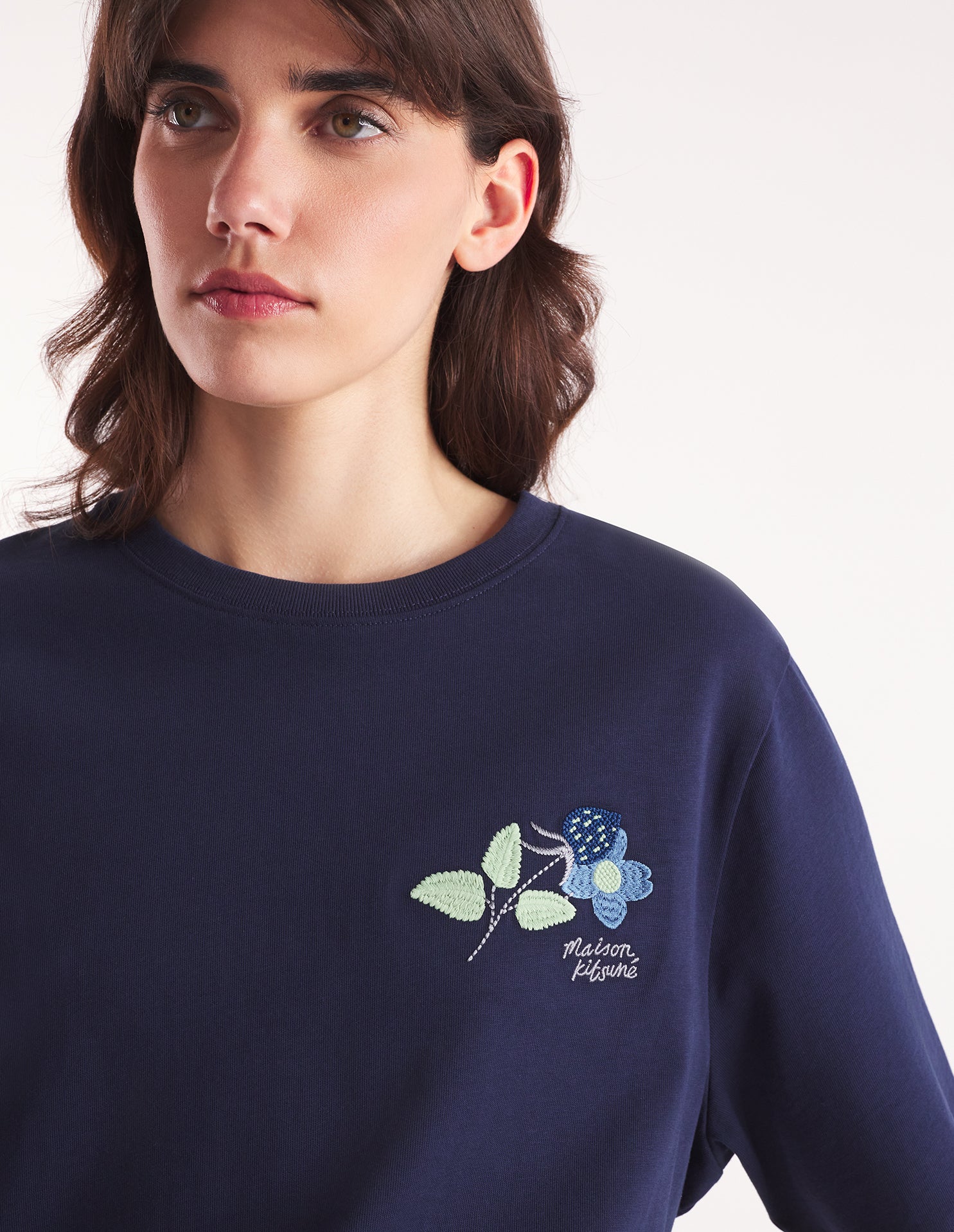 Womens | Strawberry Leaf Short-Sleeve Comfort Cotton Tee-Shirt | Navy