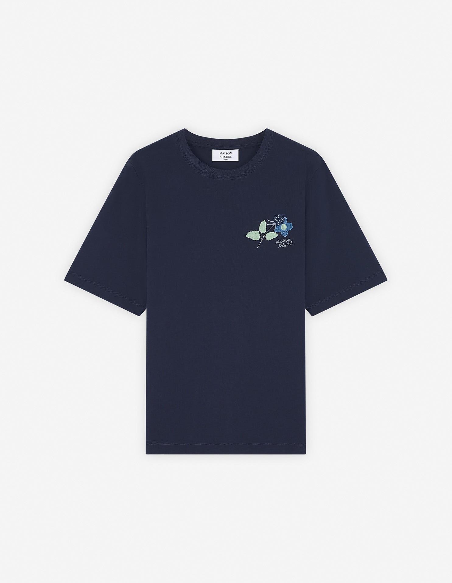 Womens | Strawberry Leaf Short-Sleeve Comfort Cotton Tee-Shirt | Navy