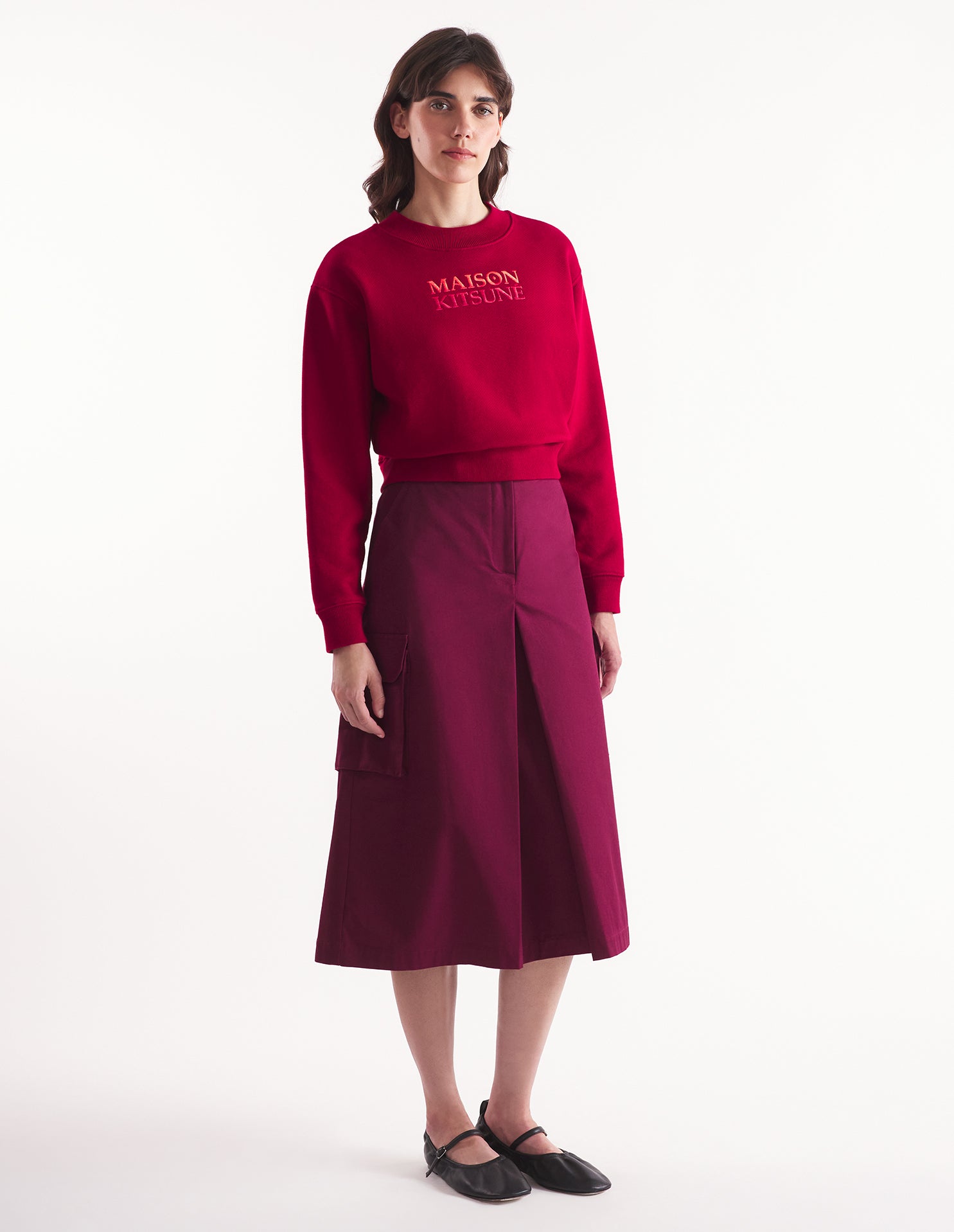 Womens | Maison Kitsune | Gradient Boxy Fleece Sweatshirt | Winterberry