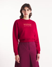 Womens | Maison Kitsune | Gradient Boxy Fleece Sweatshirt | Winterberry