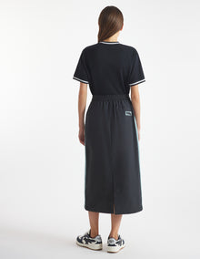 Womens | Flash Fox Patch Bicolor Nylon Long Skirt | Placid/Black