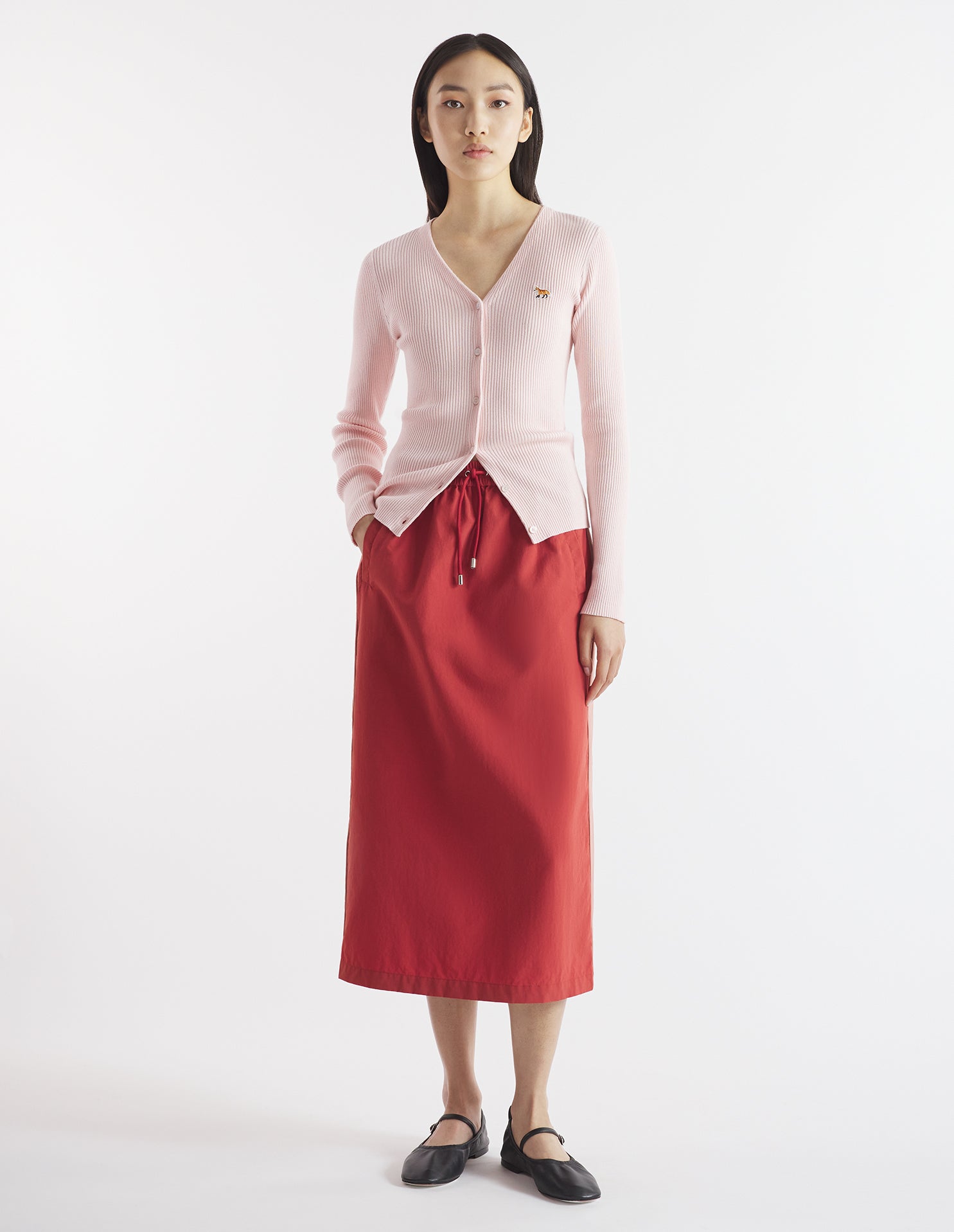 Womens | Flash Fox Patch Bicolor Nylon Long Skirt | Sierra/Acer Leaf