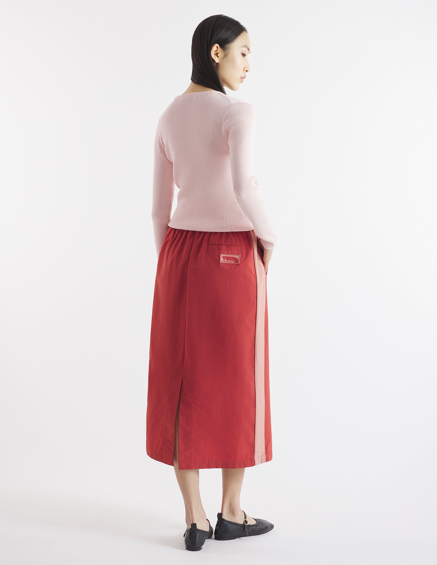 Womens | Flash Fox Patch Bicolor Nylon Long Skirt | Sierra/Acer Leaf