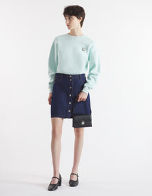 Womens | Buttoned Japanese Denim Mini Skirt | Indigo