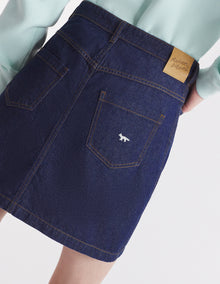 Womens | Buttoned Japanese Denim Mini Skirt | Indigo