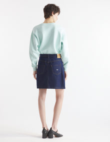 Womens | Buttoned Japanese Denim Mini Skirt | Indigo