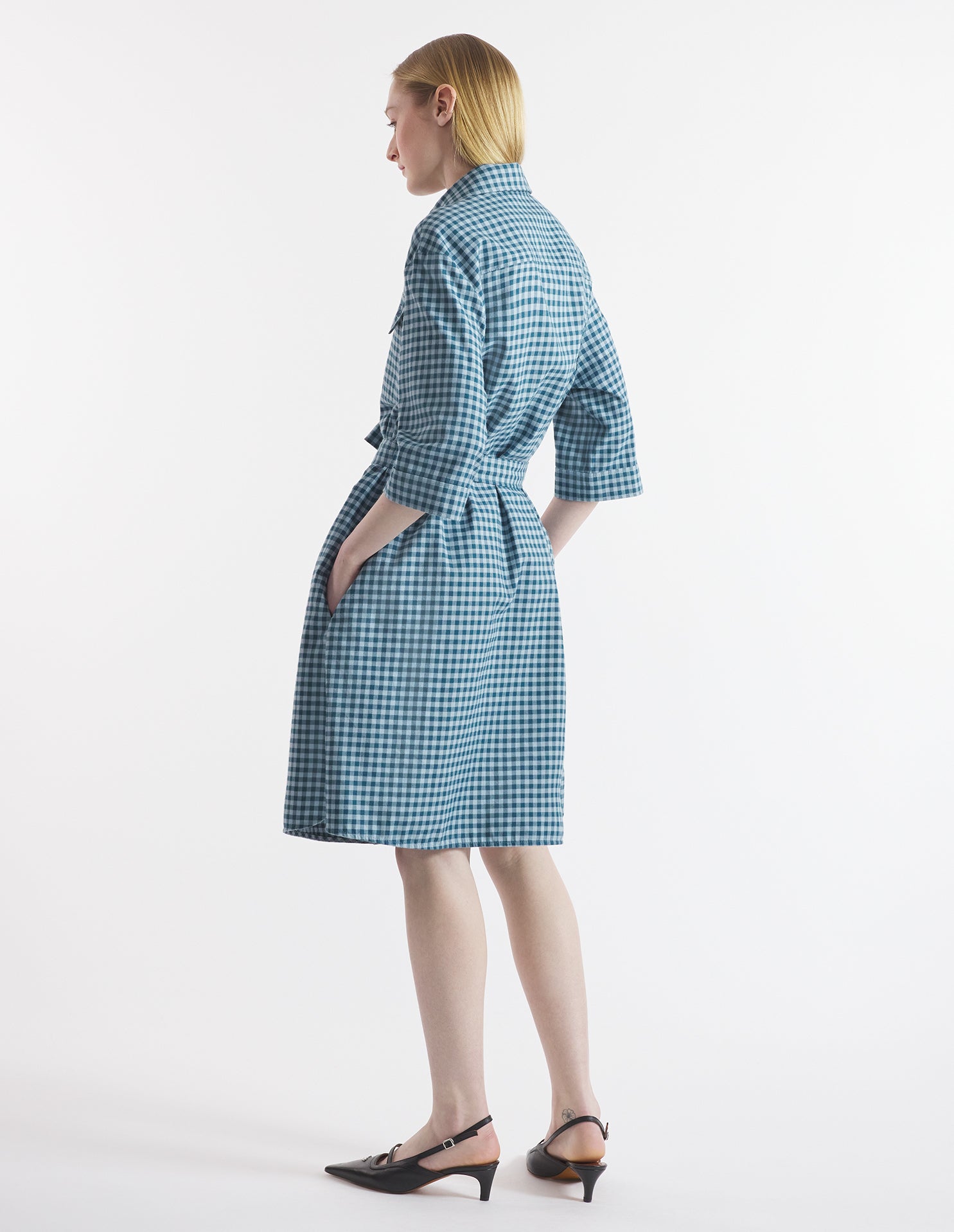 Womens | Double Pocket Mini Shirt Dress | Lake Blue/Placid