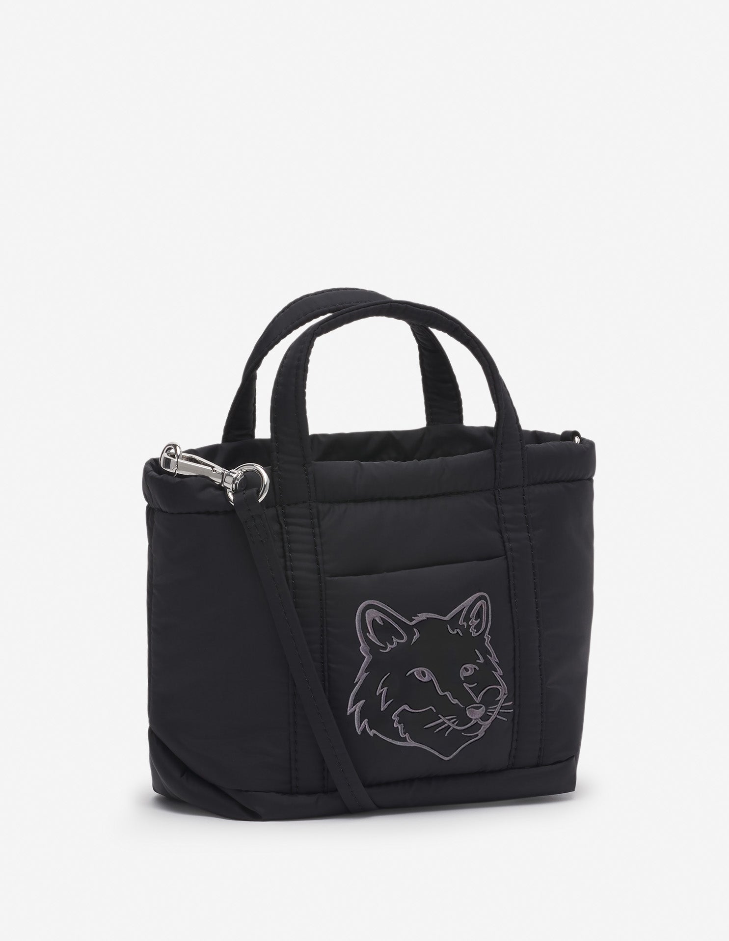 Womens | Fox Head Woven Logo Puffer Tote Bag - Mini | Black