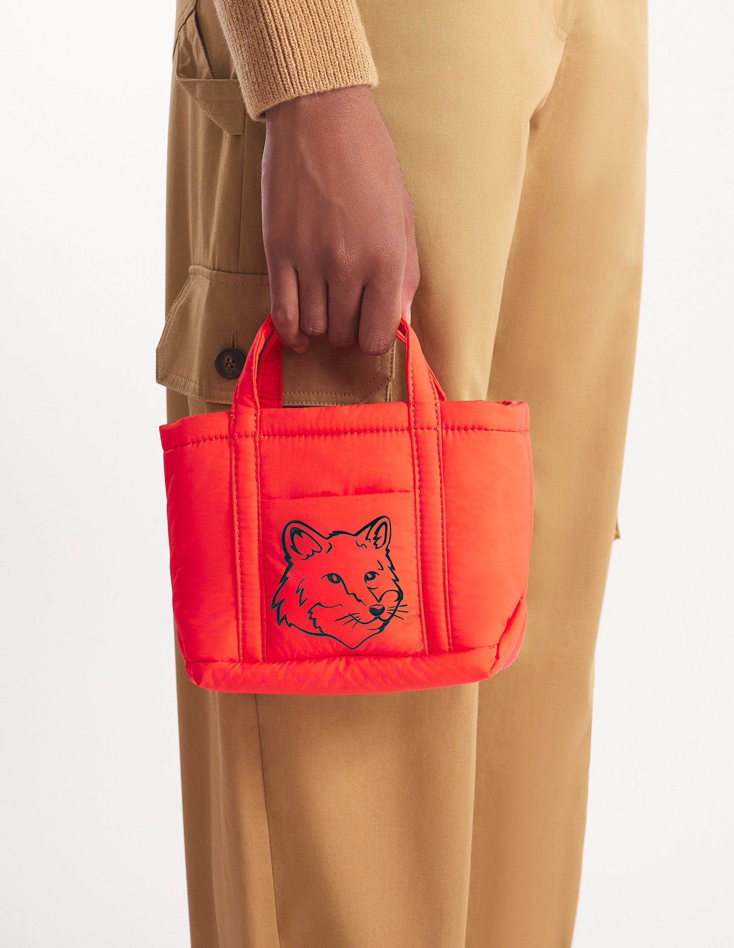 Womens | Fox Head Woven Logo Puffer Tote Bag - Mini | Wild Strawberry