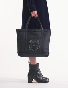 Womens | Fox Head Woven Logo Puffer Tote Bag - Medium | Black