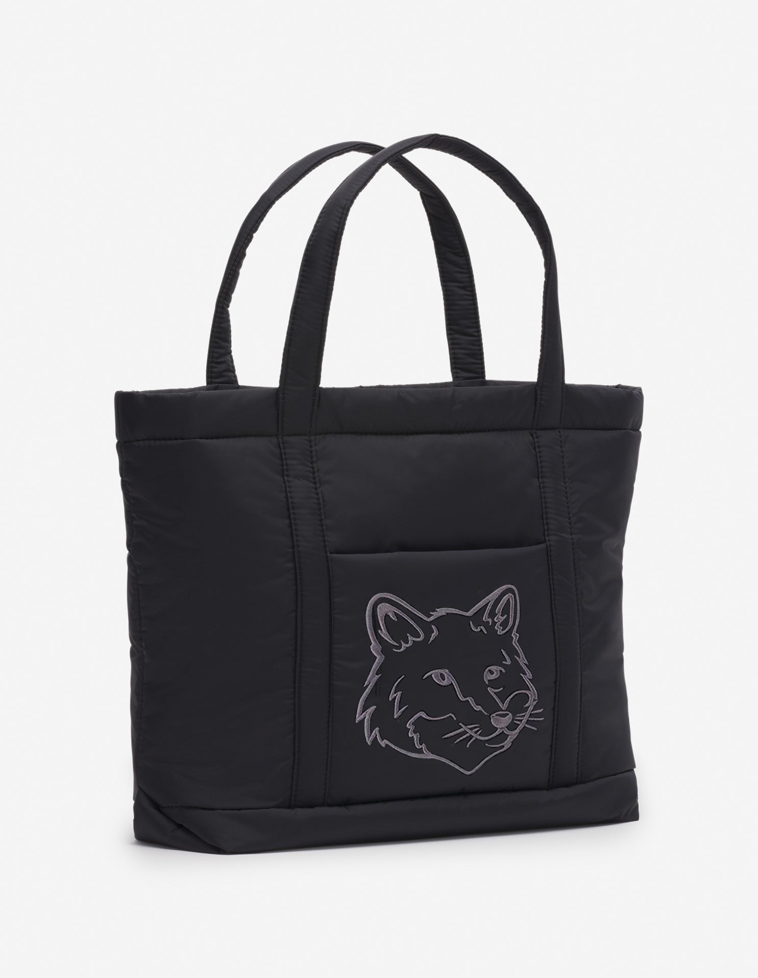 Womens | Fox Head Woven Logo Puffer Tote Bag - Medium | Black