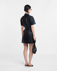 Halli Okobor Alt-Leather Shirt Dress | Black