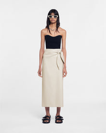 Amas Okobor Alt-Leather Sarong Skirt | Creme