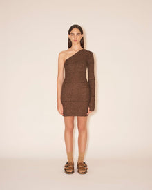 Mitra One Shoulder Dress | Brown