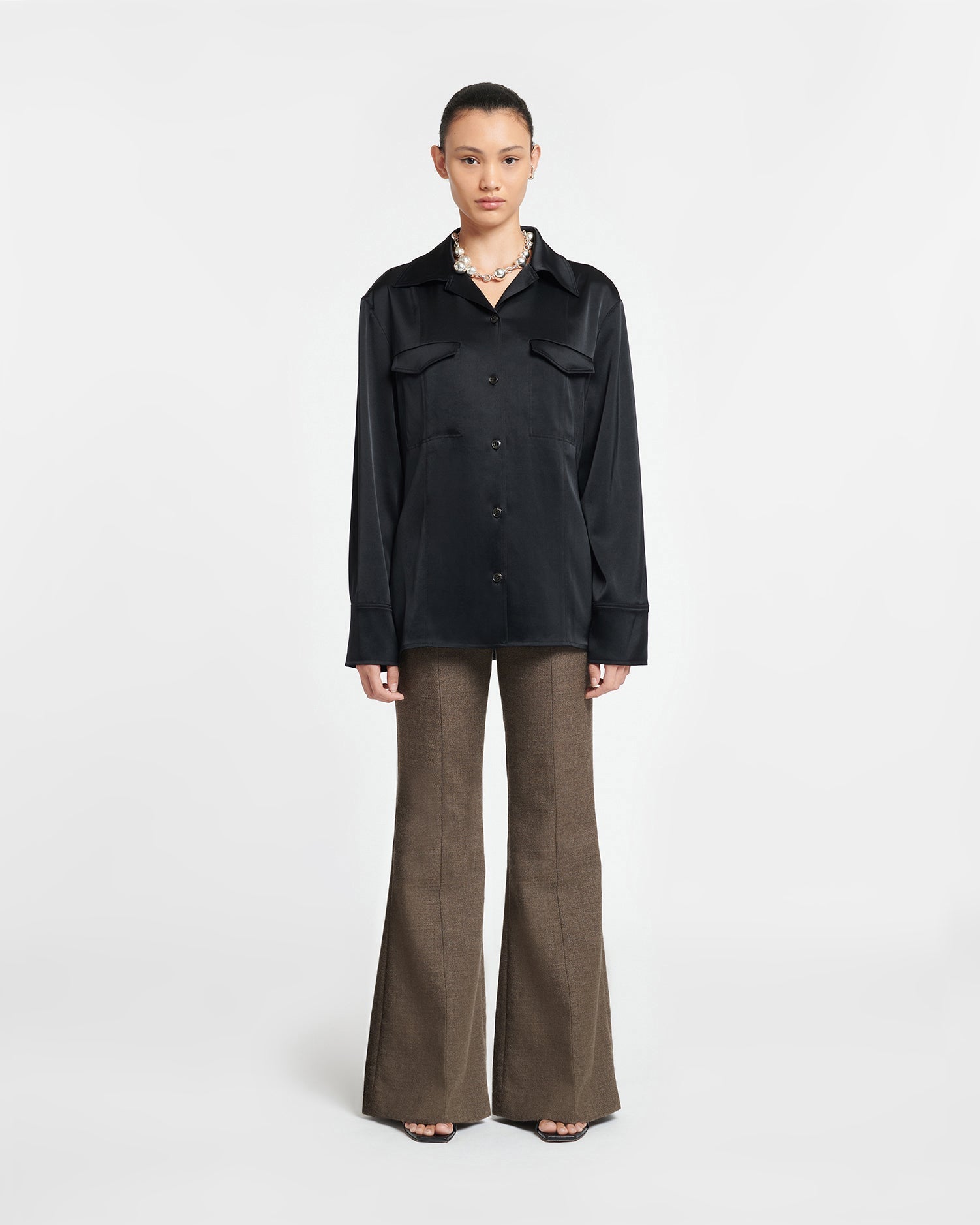 Carillo Wool Slim-Leg Pants | Walnut