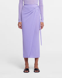 Inaya Mesh-Jersey Wrap Midi Skirt | Lavender