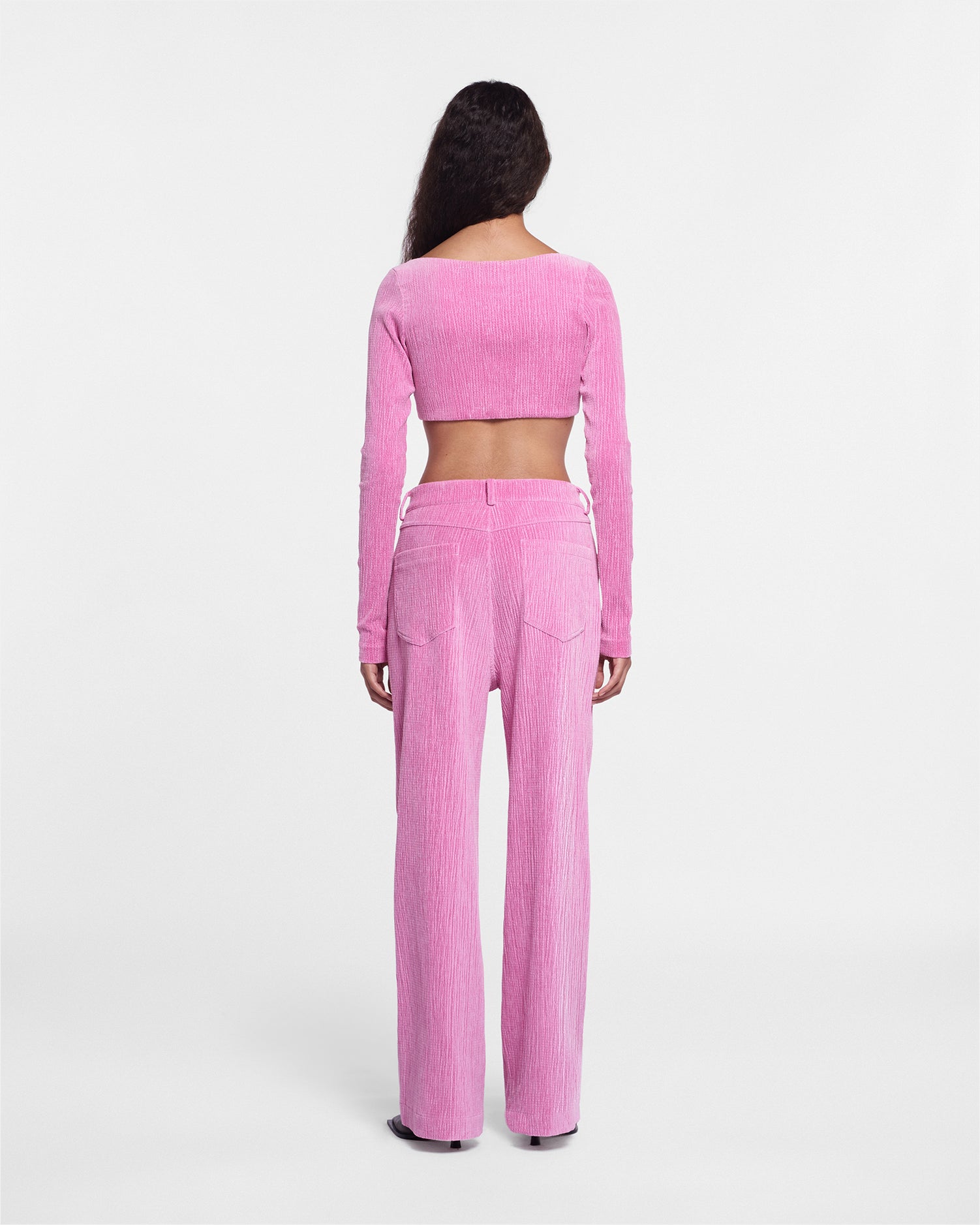 Imca Cropped Velvet Seersucker Top | Orchid