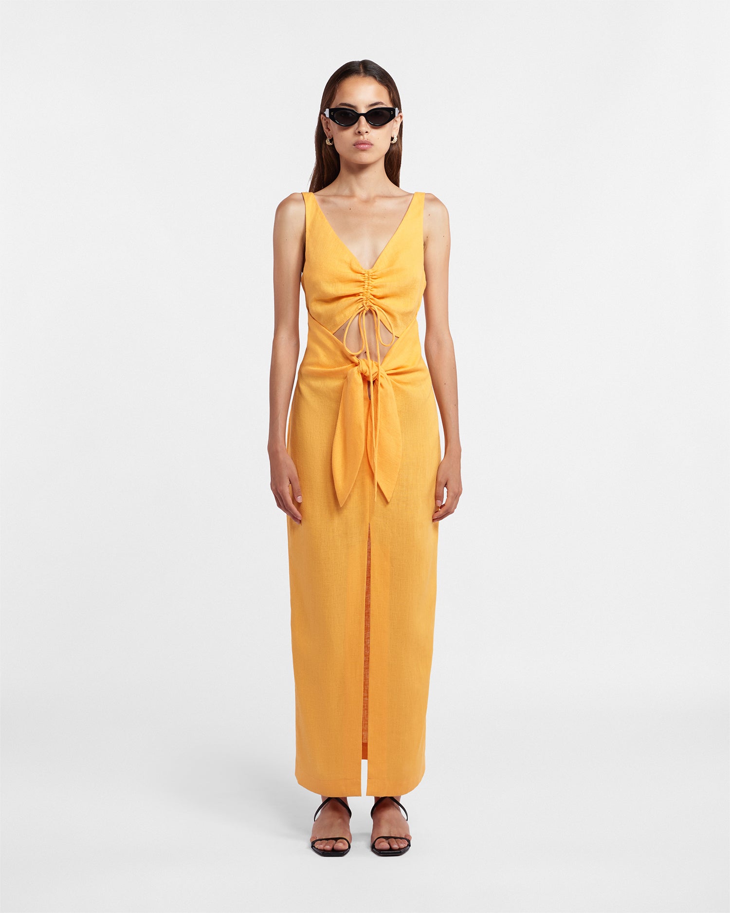 Womens | Kubra Ruched-Front Dress | Orange Pf23