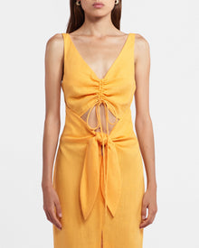 Womens | Kubra Ruched-Front Dress | Orange Pf23