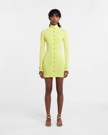 Womens | Syenna Mesh-Jersey Dress | Lime Superfine Merino