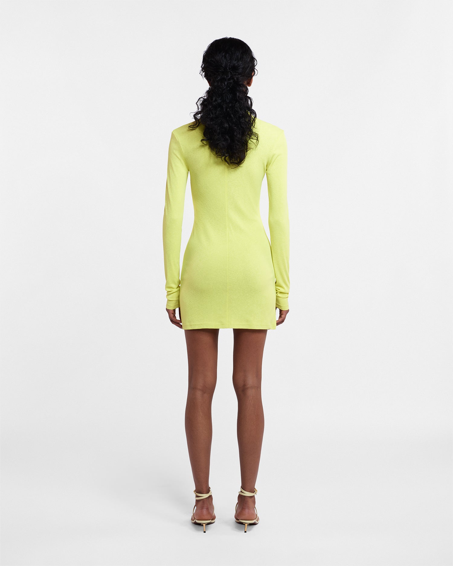 Womens | Syenna Mesh-Jersey Dress | Lime Superfine Merino