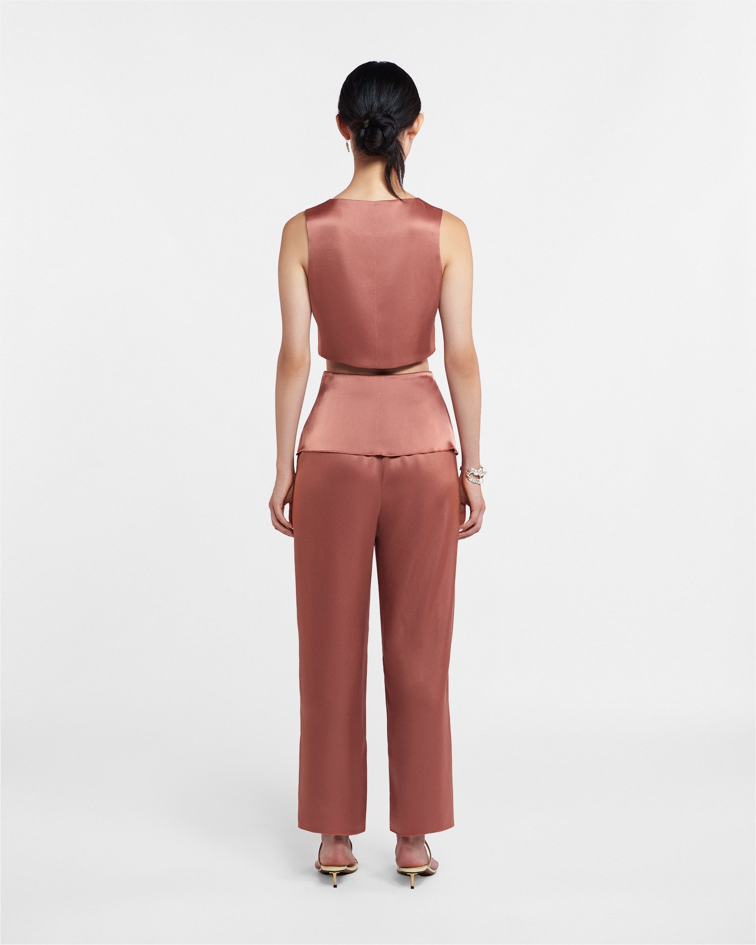 Odessa Slip Satin Pants | Brown Terra