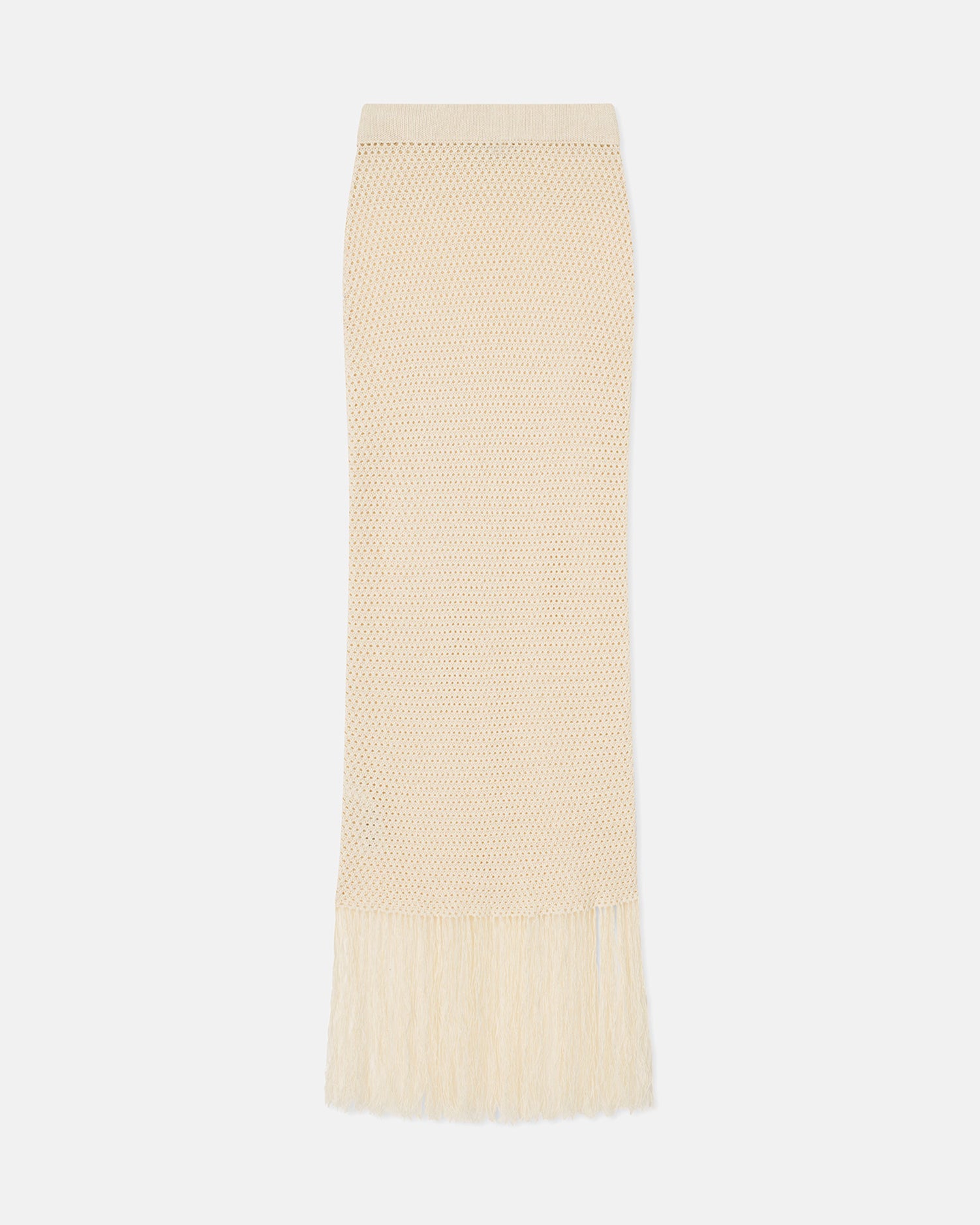 Lindy Fringed Crochet Skirt | Creme