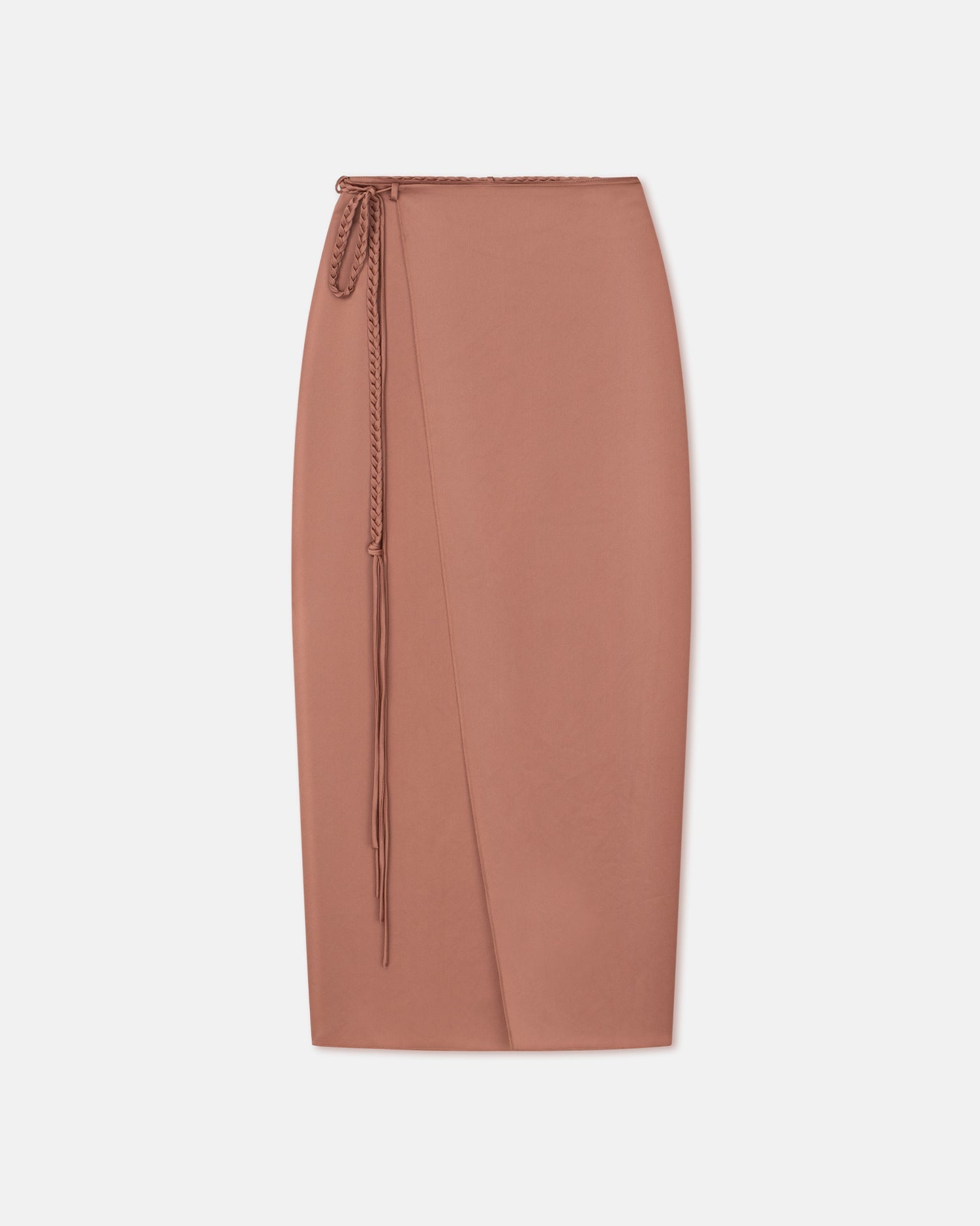 Womens | Racha Slip Satin Wrap Skirt | Brown Terra