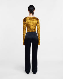 Womens | Linna Crushed Velvet Top | Curry Crushed Velvet