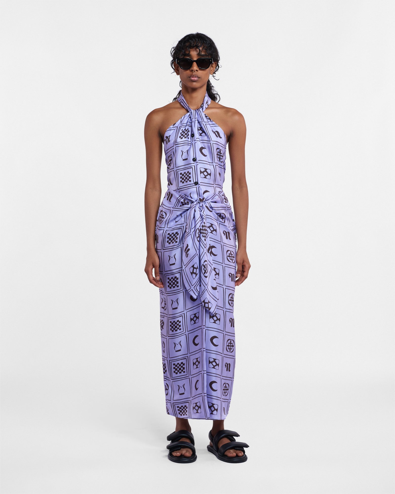 Neline Printed Silk-Twill Top | Kopjafa Lilac