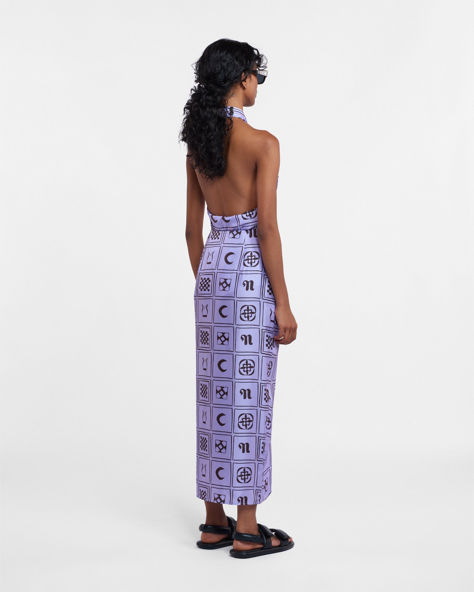 Neline Printed Silk-Twill Top | Kopjafa Lilac