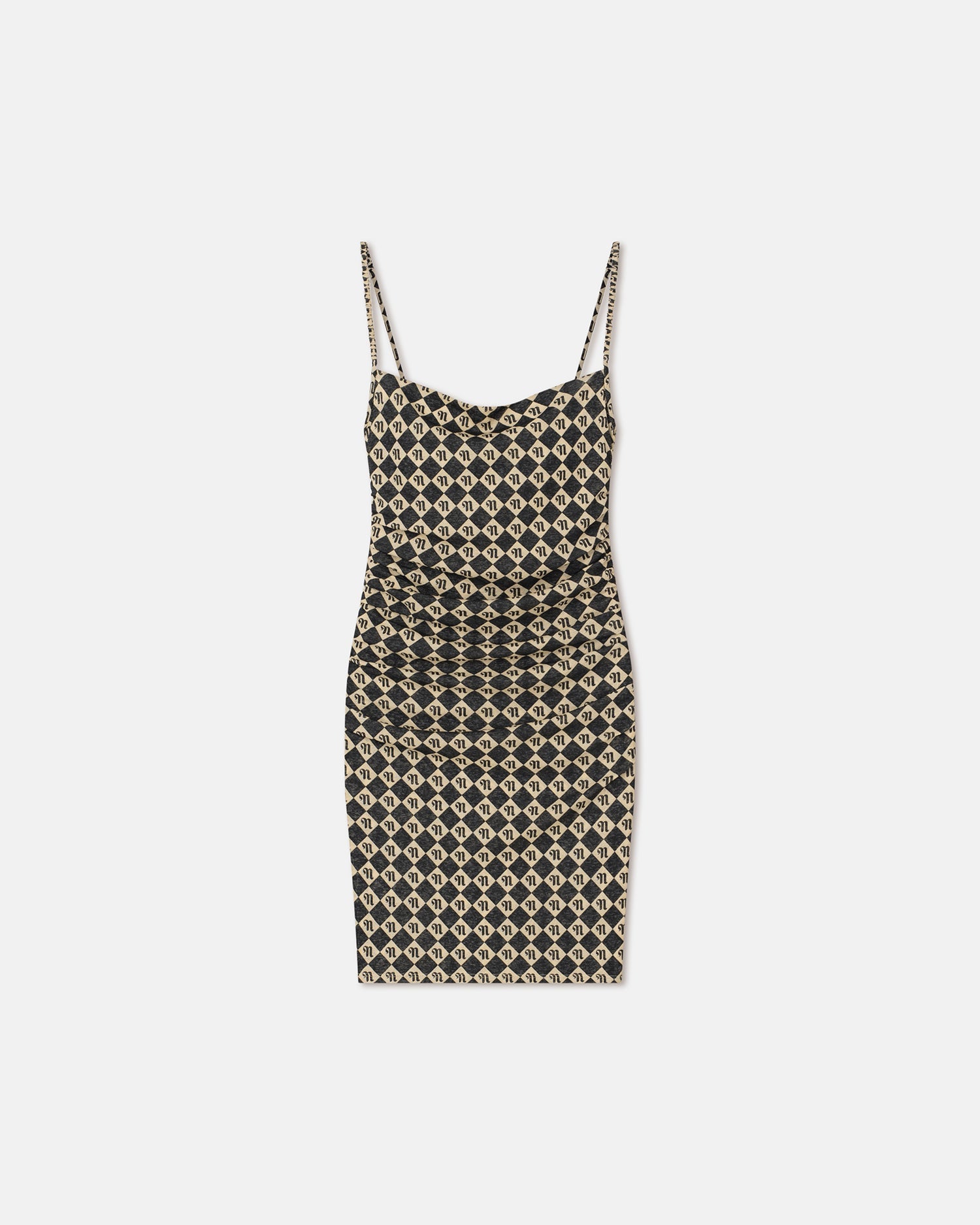 Adie Mesh-Jersey Dress | Black Diamond Check