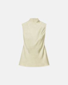 Colson Crinkled-Satin Turtleneck Top | Green Tea