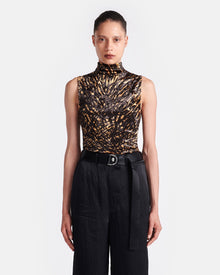 Womens | Annyka Printed Crushed-Velvet Top | Fur Stroke Animal