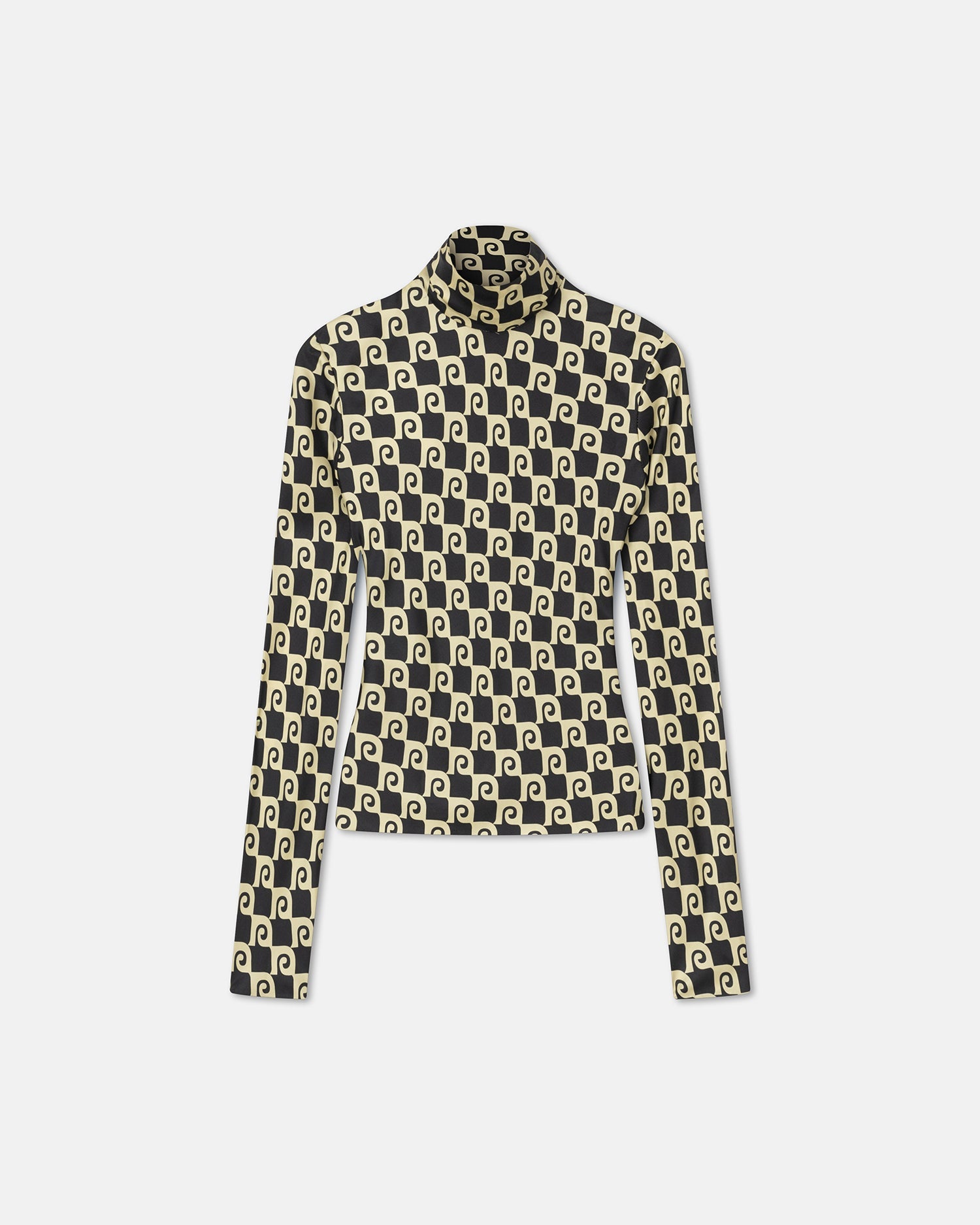 Womens | Mikela Printed Silk-Twill Turtleneck Top | Diamond Check