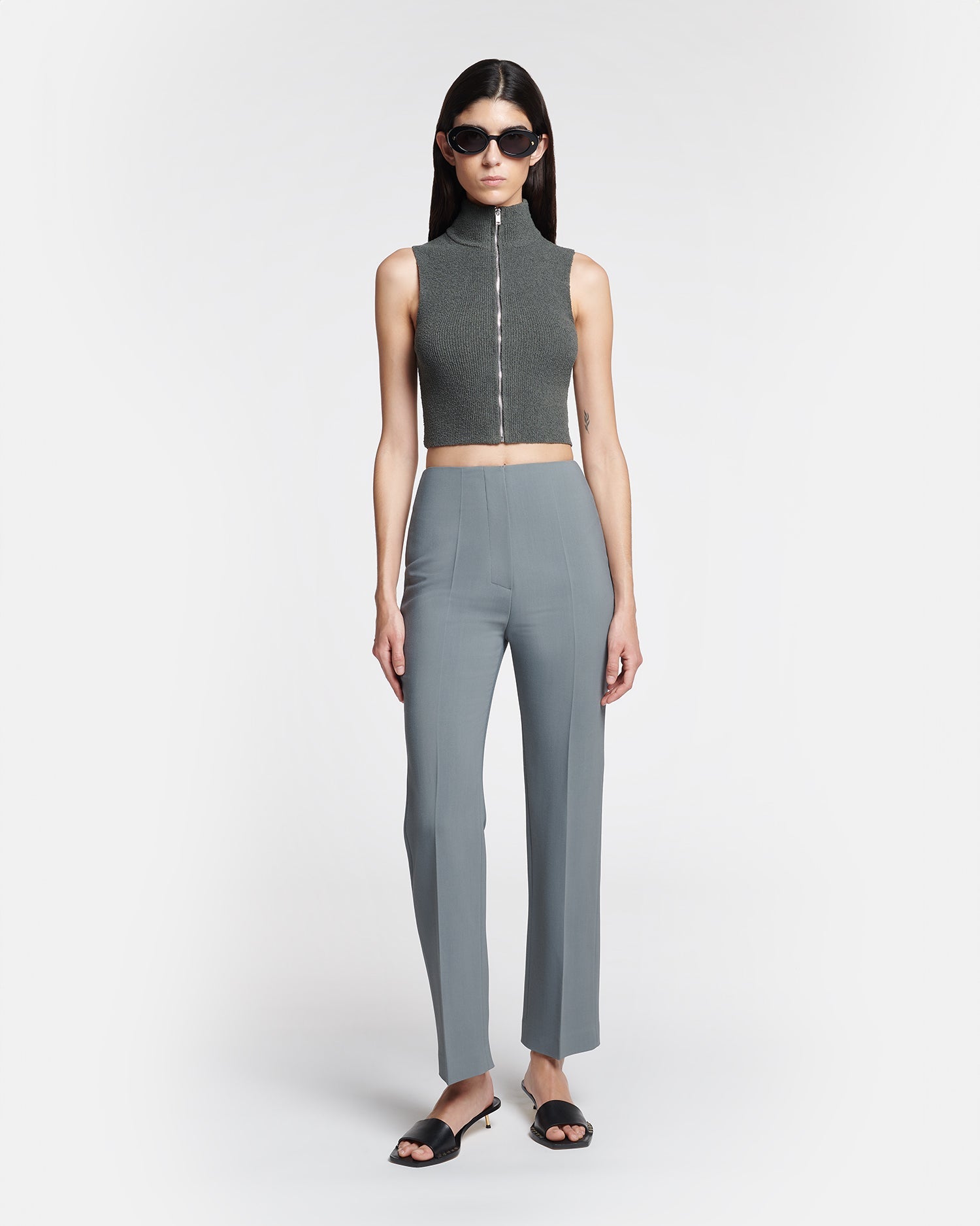 Erinna Tailored Slim-Leg Trousers | Steel Blue