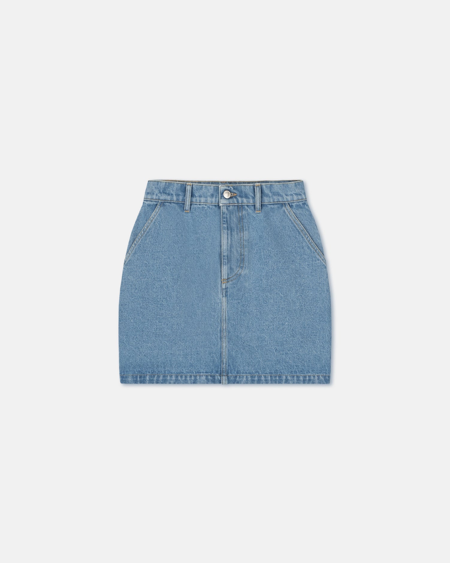 Womens | Zazou Denim And Regenerated Leather Mini Skirt | Mid Blue