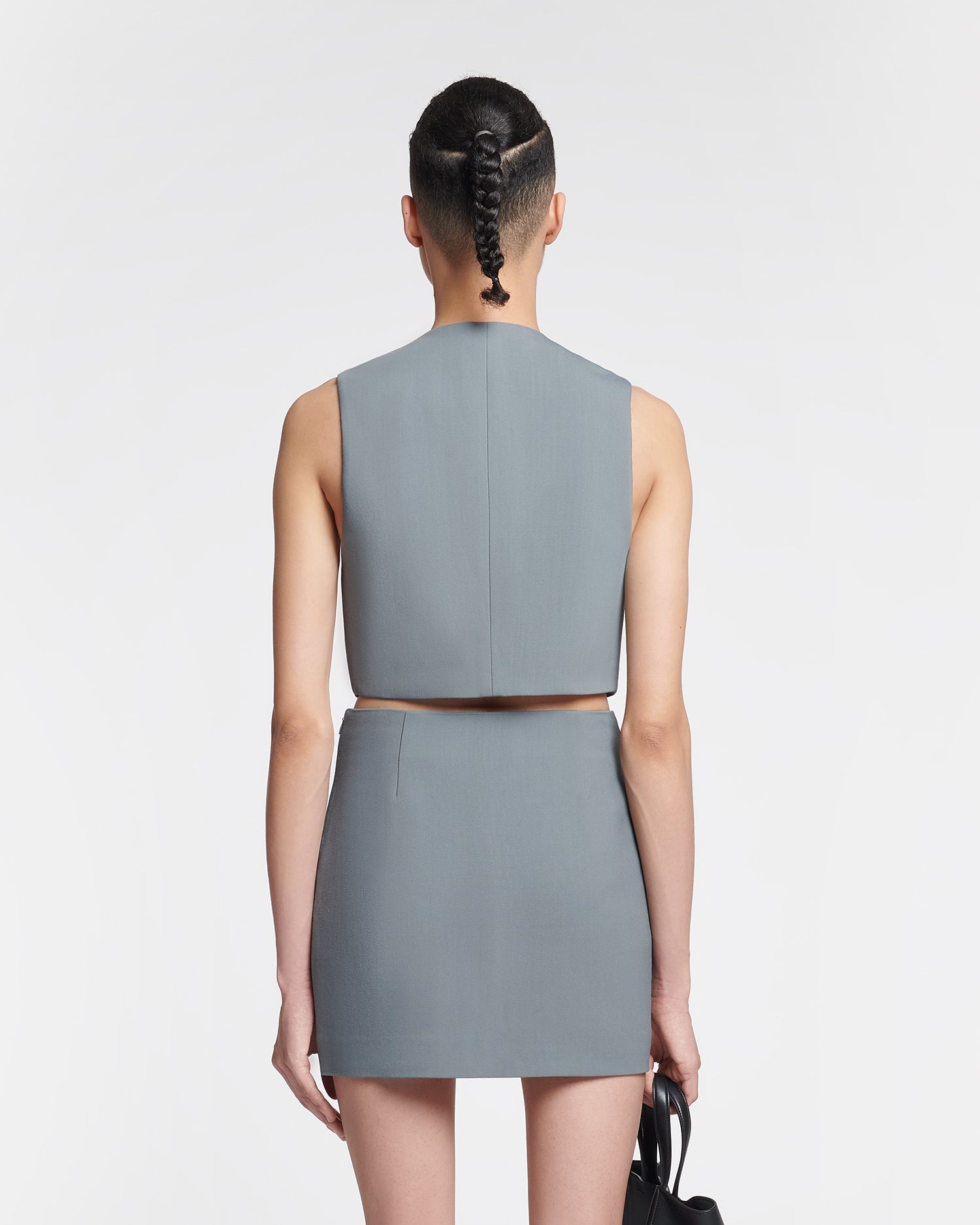 Suree Cropped Tailored Vest | Steel Blue