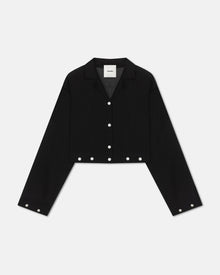 Womens | Vally Studded Cropped Organza Shirt | Black