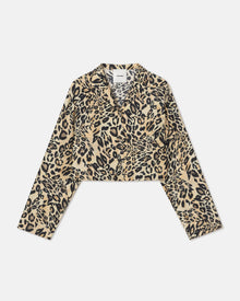 Vally Cropped Printed Twill-Silk Shirt | Leopard