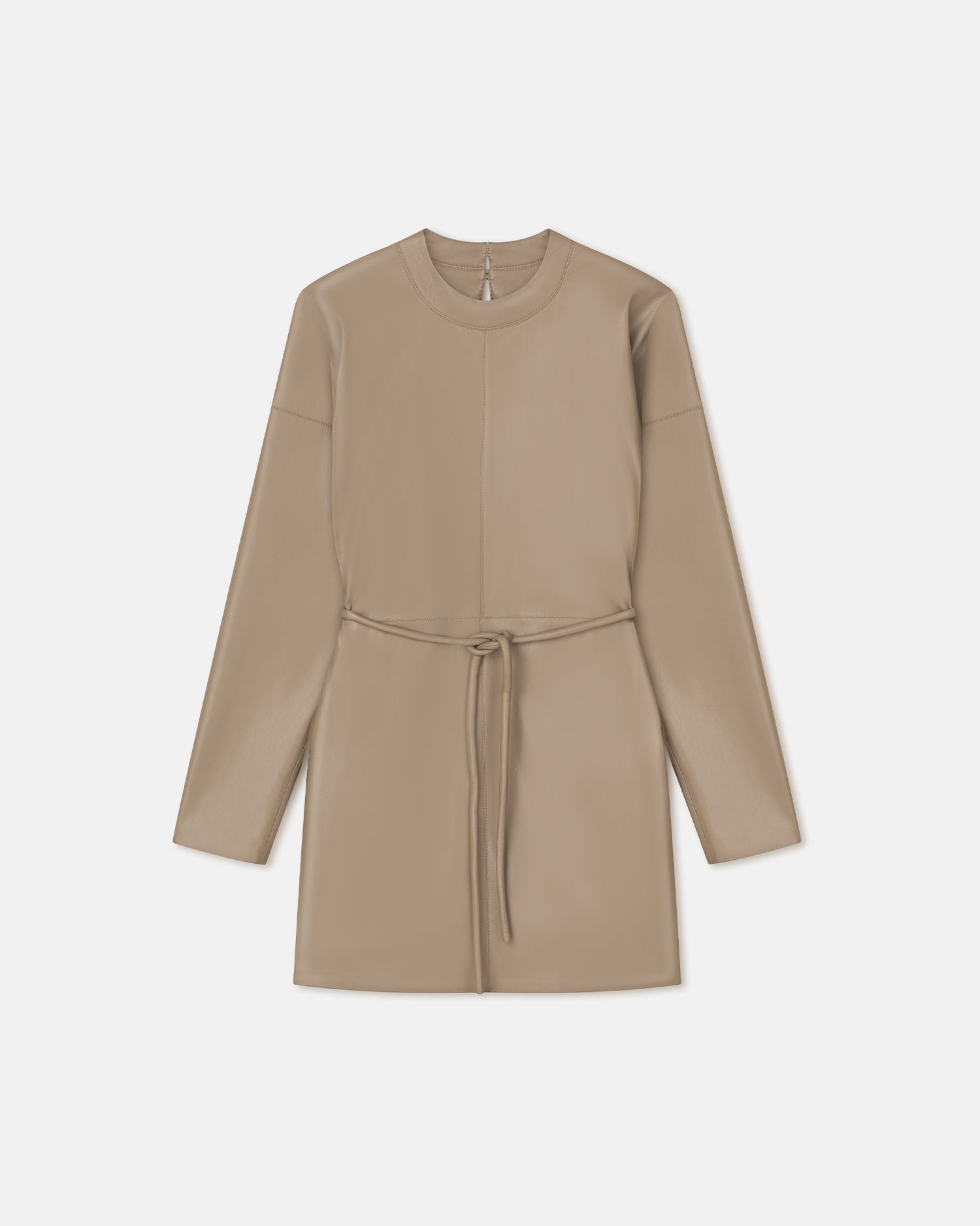 Womens | Vanessa Okobor Alt-Leather Mini Dress | Ashy Taupe