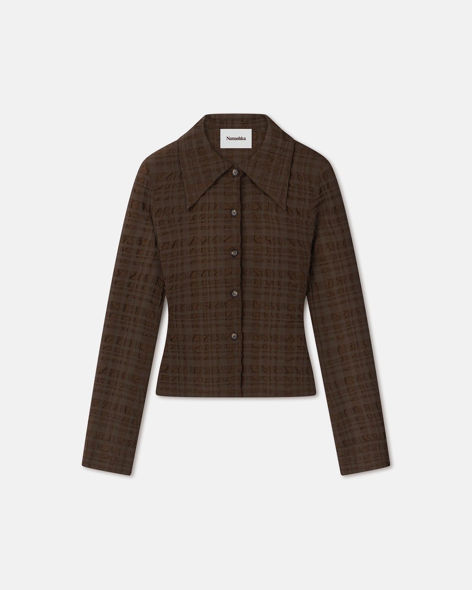 Lotte Checked Seersucker Shirt | Dark Brown