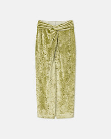 Womens | Carlene Twist-Front Crushed Velvet Skirt | Sage