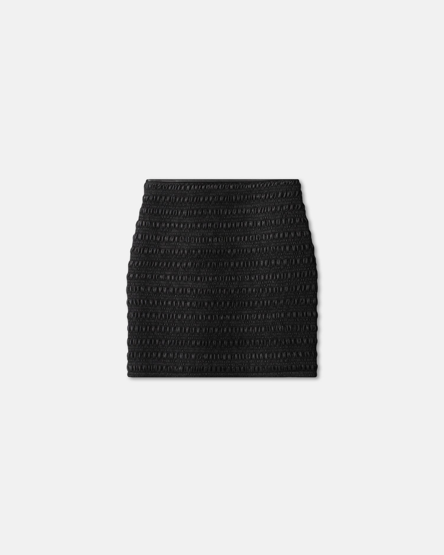 Ceara Smockedokobor Alt-Leather Mini Skirt | Black